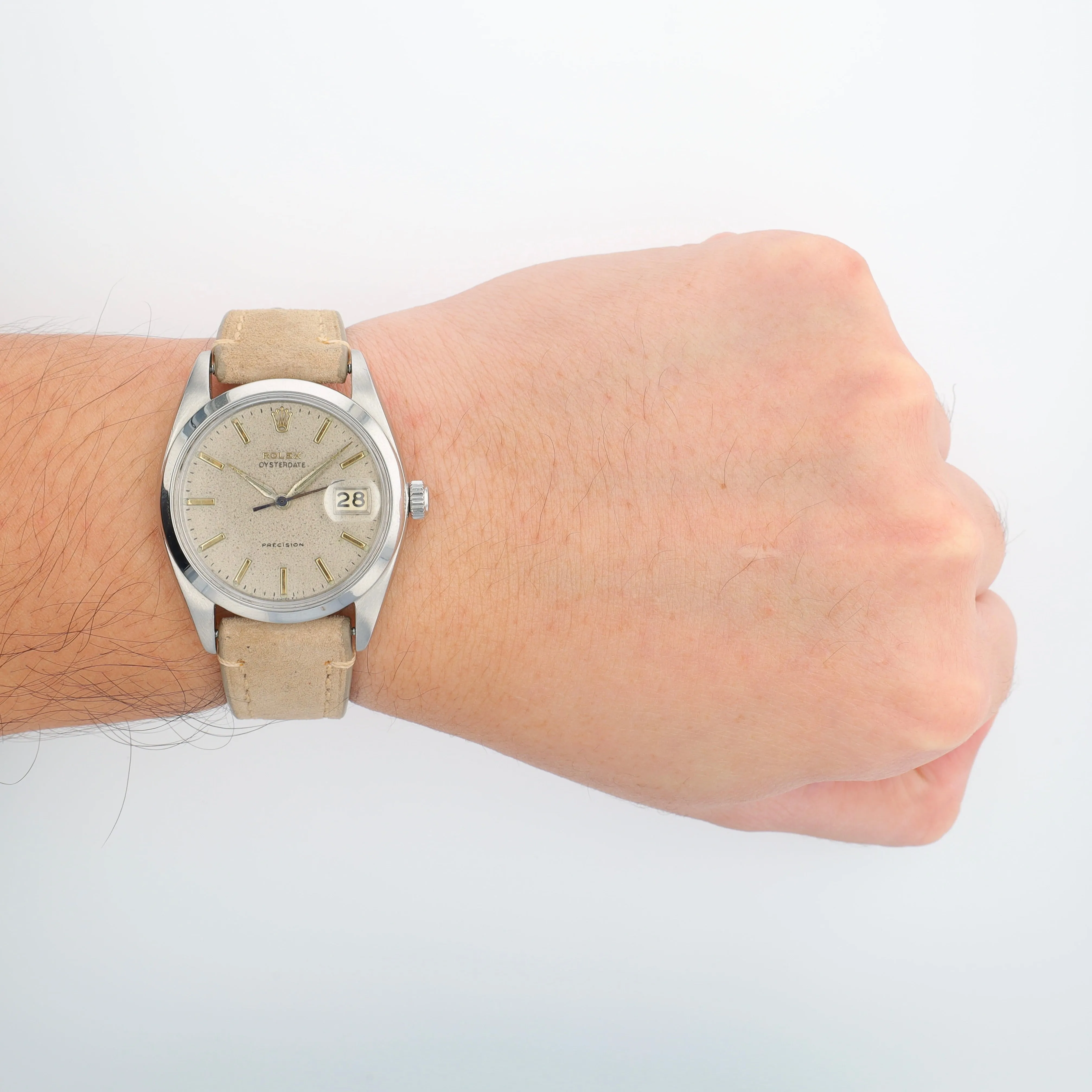 Rolex  Oyster Date 6694 36mm Silver(Patina'd) Yellow Gold Index Dial Smooth Bezel
