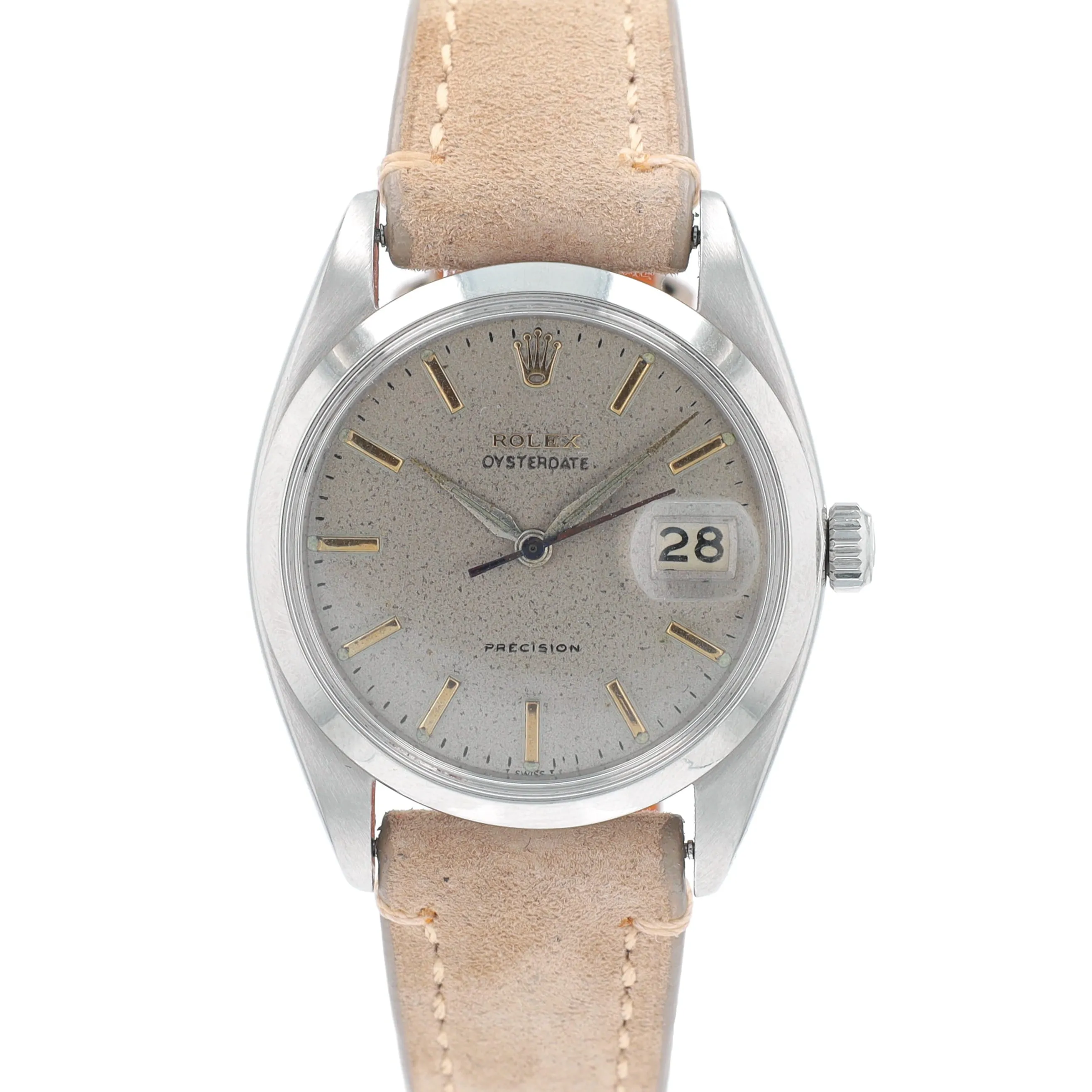 Rolex  Oyster Date 6694 36mm Silver(Patina'd) Yellow Gold Index Dial Smooth Bezel