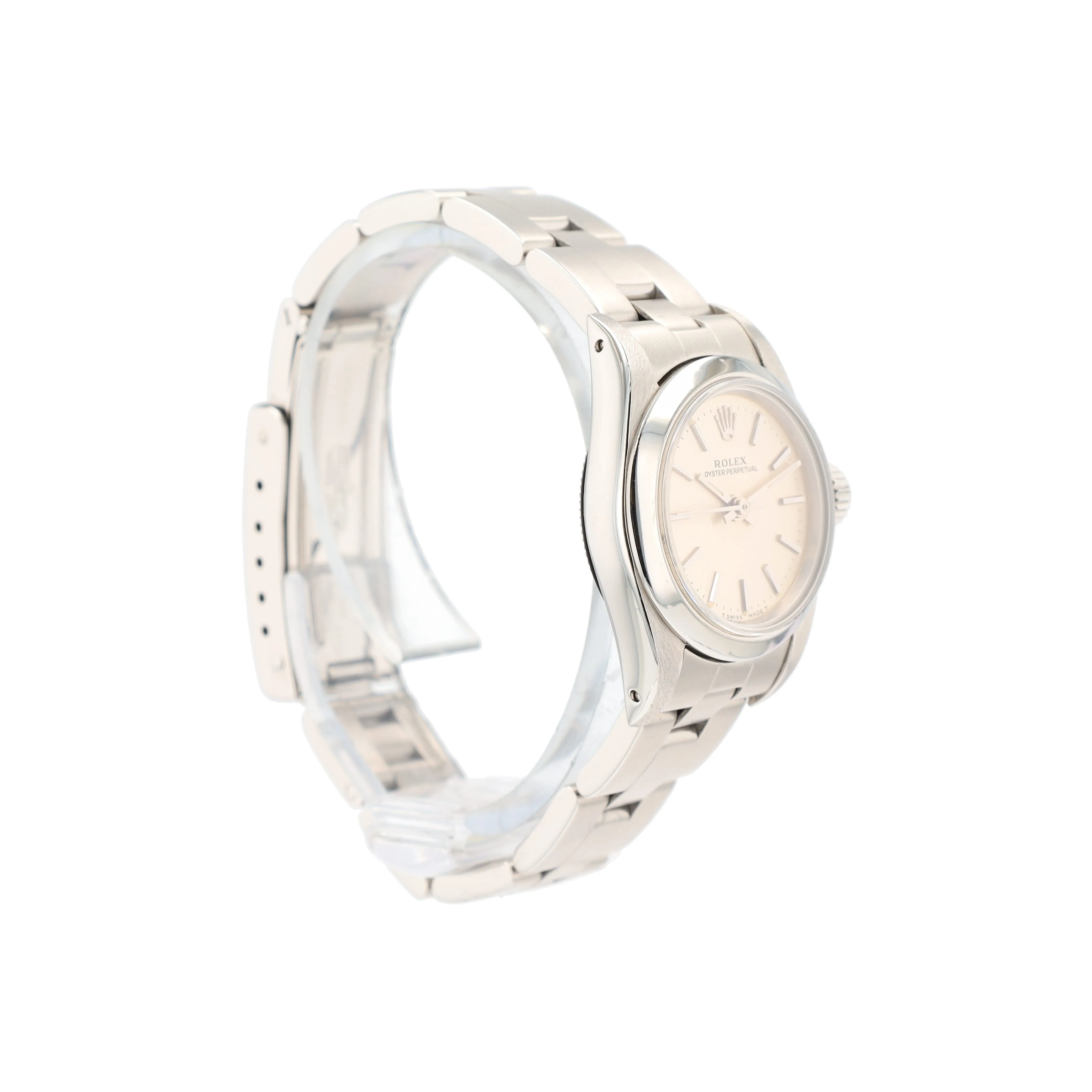 Rolex Oyster Perpetual 67180 24mm Silver Index Dial Smooth Bezel Oyster Band