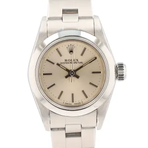 Rolex Oyster Perpetual 67180 24mm Silver Index Dial Smooth Bezel Oyster Band