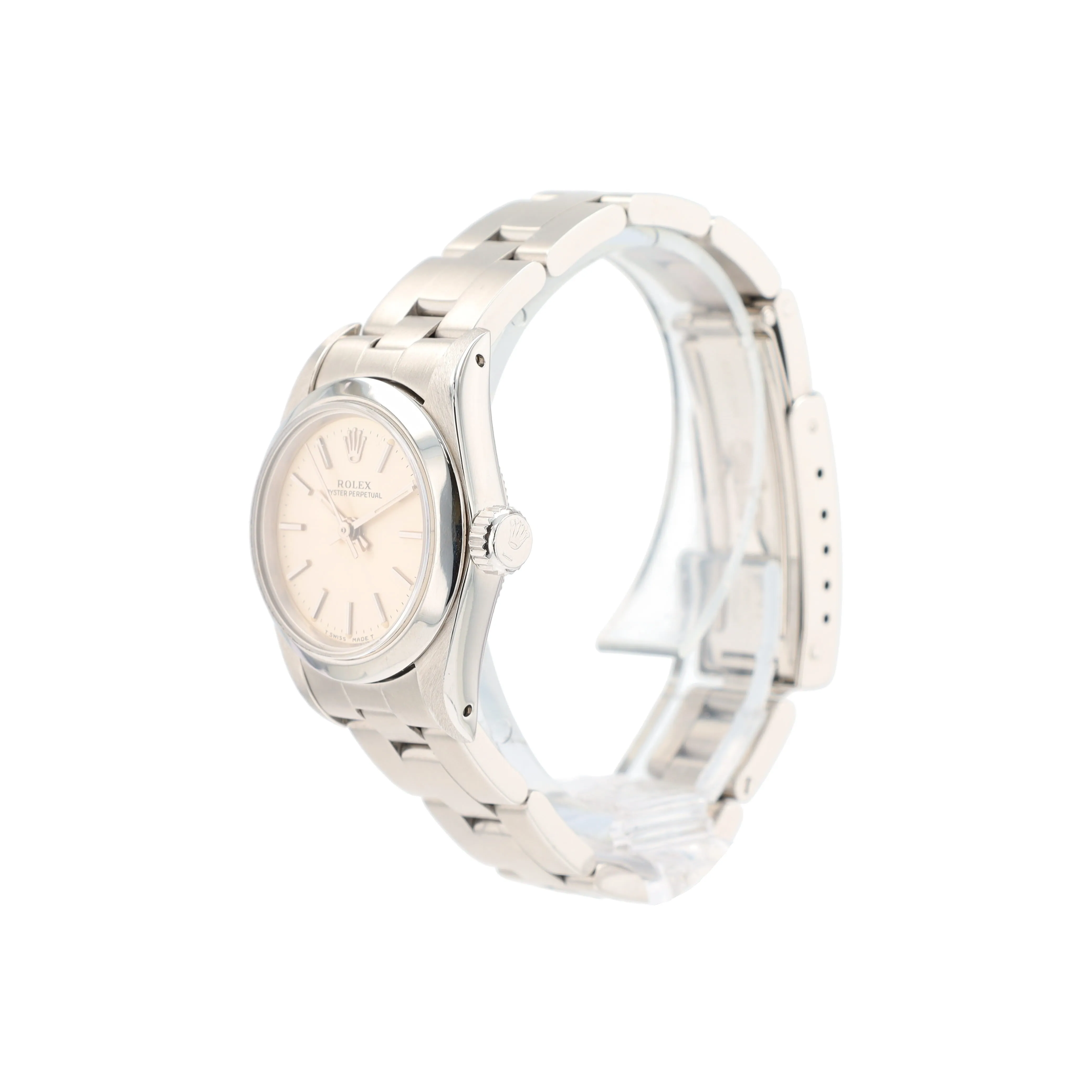 Rolex Oyster Perpetual 67180 24mm Silver Index Dial Smooth Bezel Oyster Band