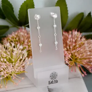 Rosa keshi pearl with optional CZ chain stud earrings