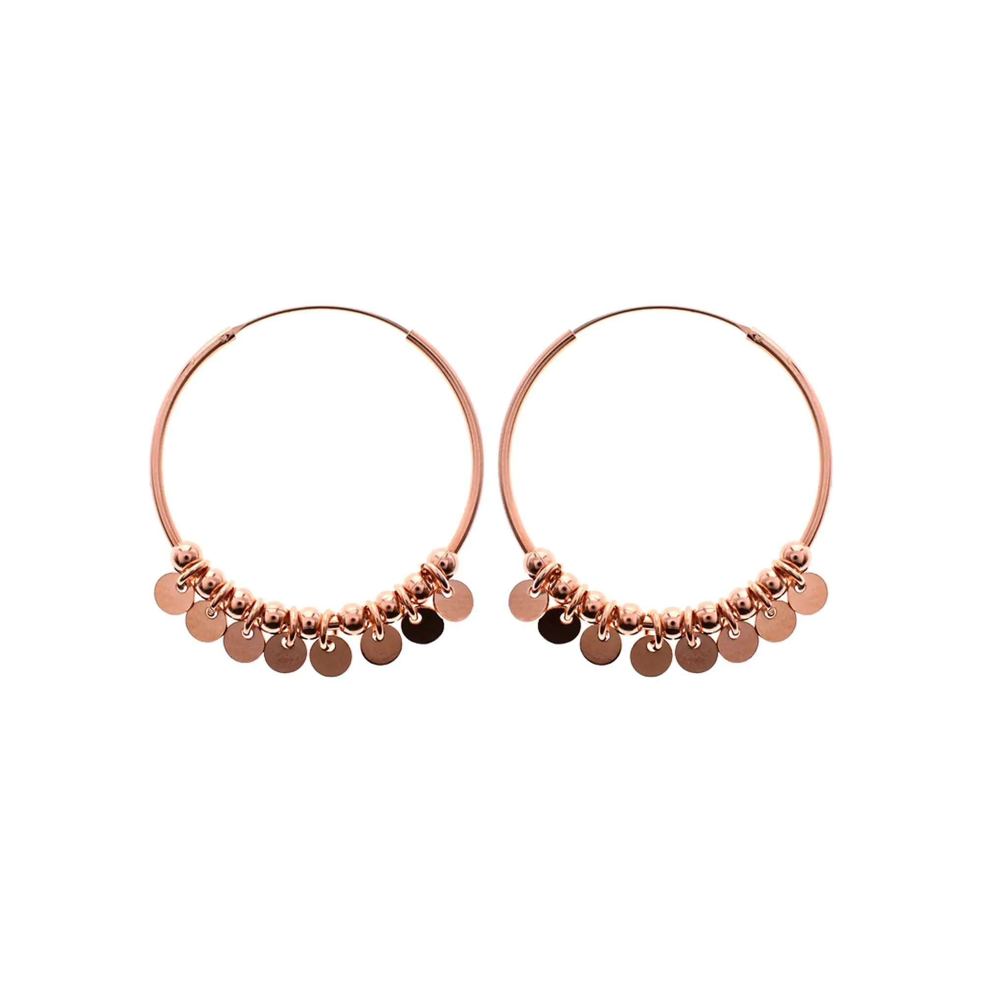 Rose gold plated gypsy boho sleeper hoop earrings
