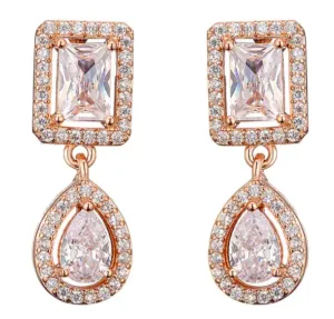 Rose Gold Tone Elegant Water Drop Zircon Earrings