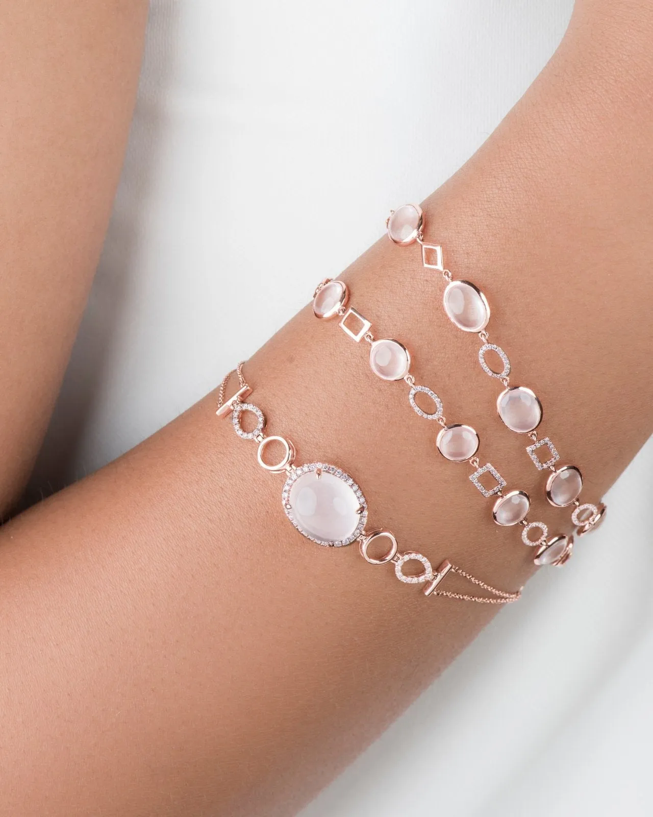 Rose Quartz and Diamond Infinity Heirloom Bracelet