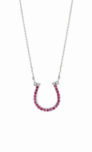 ROSE SAPPHIRE HORSESHOE PENDANT NECKLACE 14K GOLD (0.25 CTW)