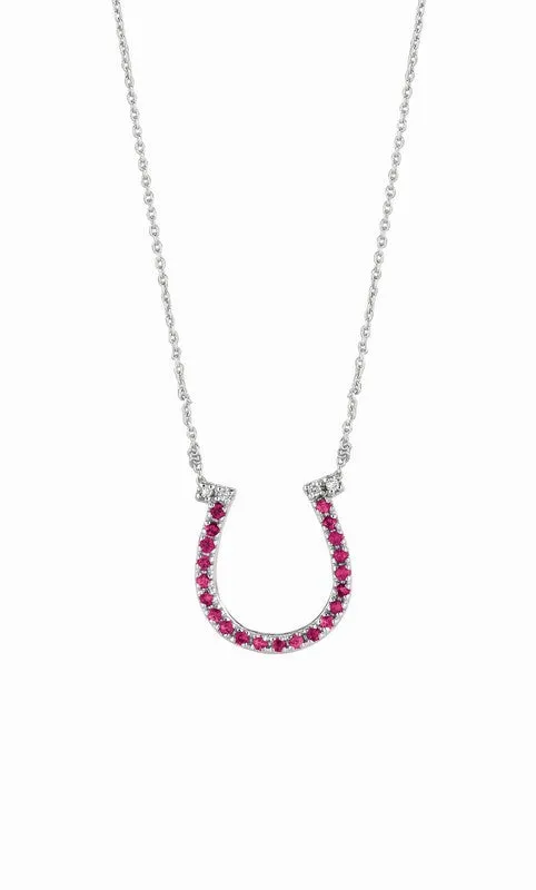 ROSE SAPPHIRE HORSESHOE PENDANT NECKLACE 14K GOLD (0.25 CTW)