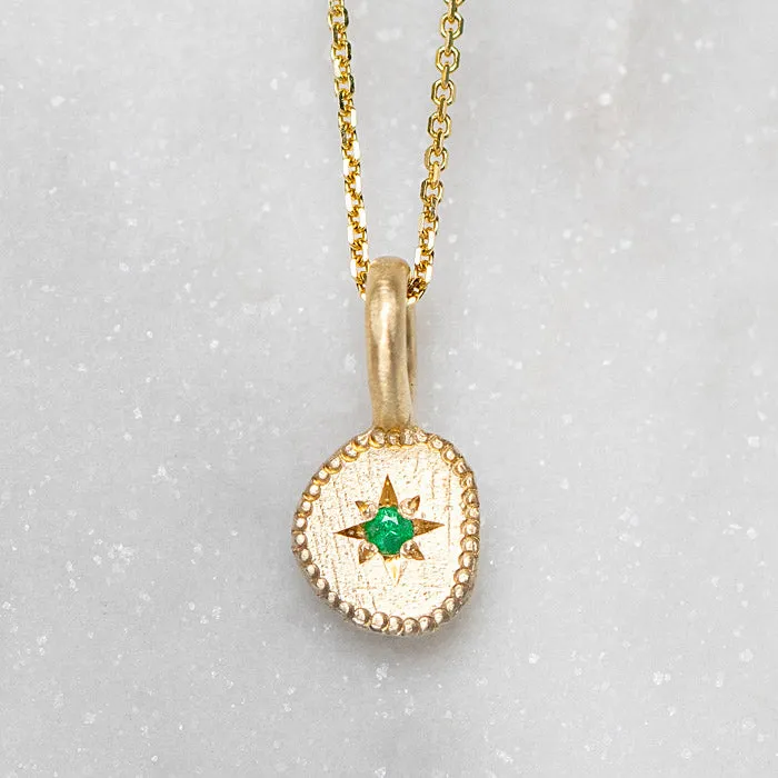 Rubble Necklace May Birthstone, Emerald, in 9ct Gold (In Stock)