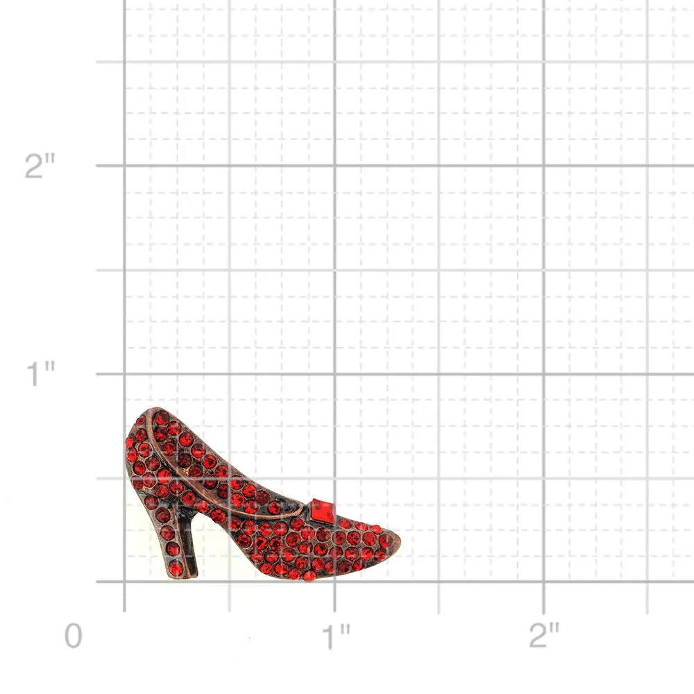 Ruby Red High Heel Shoe Crystal Brooch Pin
