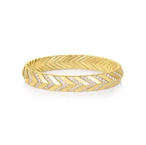 Sabel Collection Yellow Gold Diamond Chevron Stretch Bangle