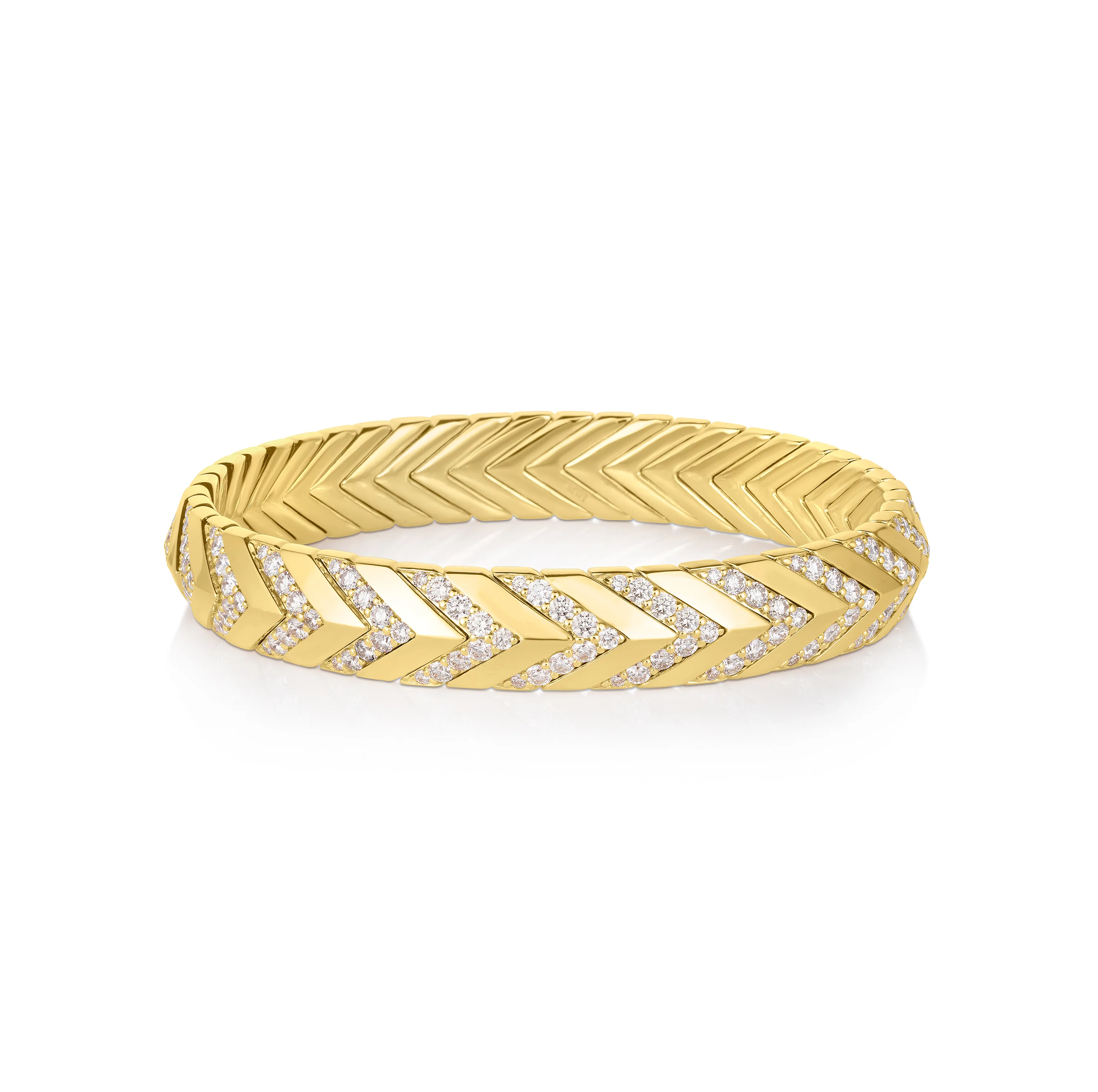 Sabel Collection Yellow Gold Diamond Chevron Stretch Bangle