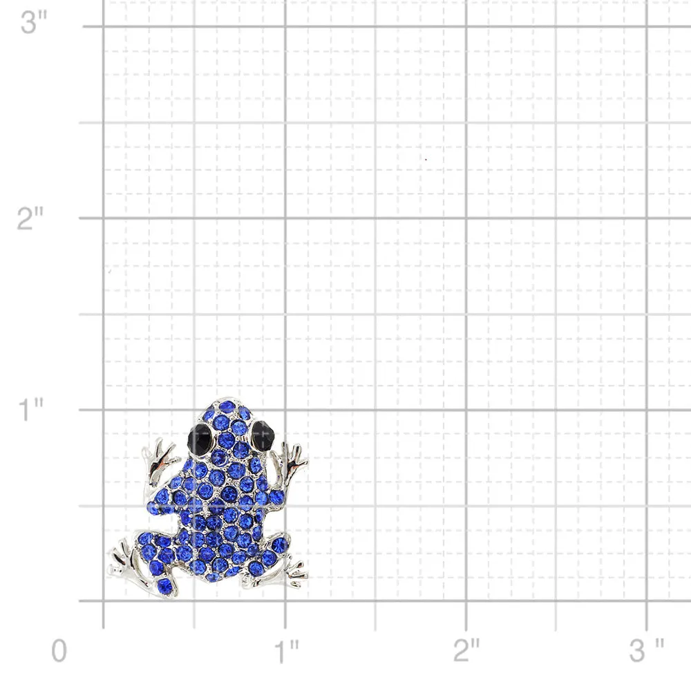 Sapphire Blue Frog Pin Brooch