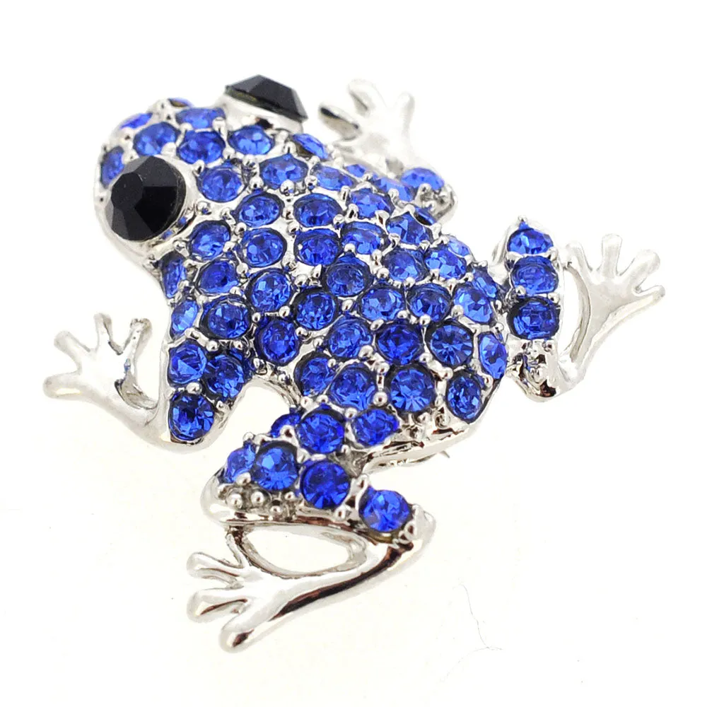 Sapphire Blue Frog Pin Brooch