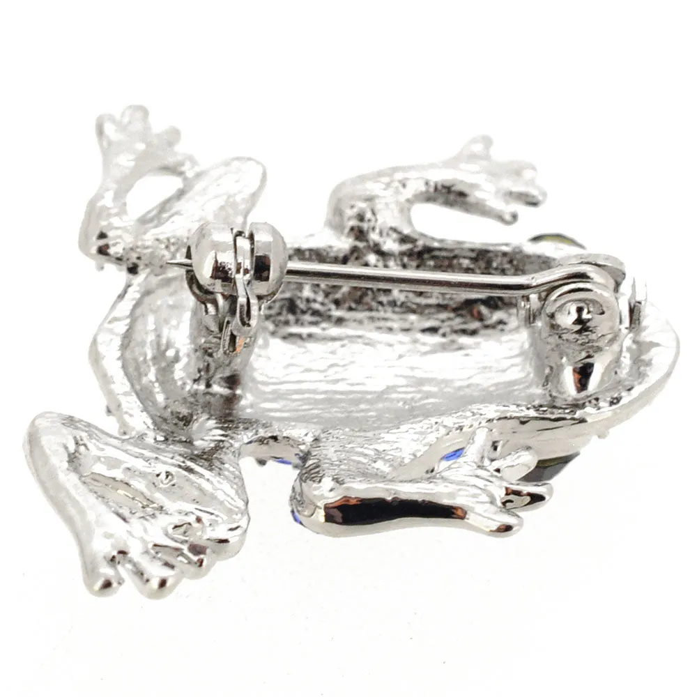 Sapphire Blue Frog Pin Brooch