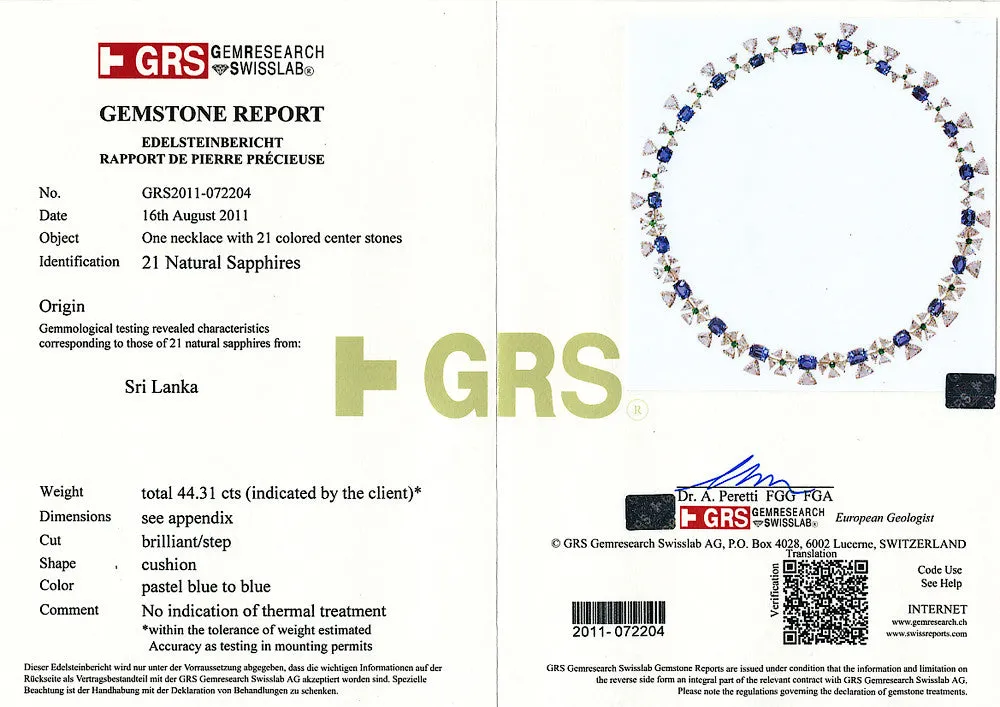 Sapphire, Emerald and Diamond Necklace