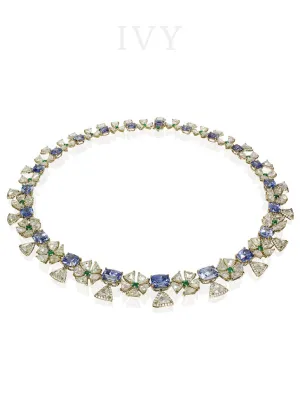 Sapphire, Emerald and Diamond Necklace
