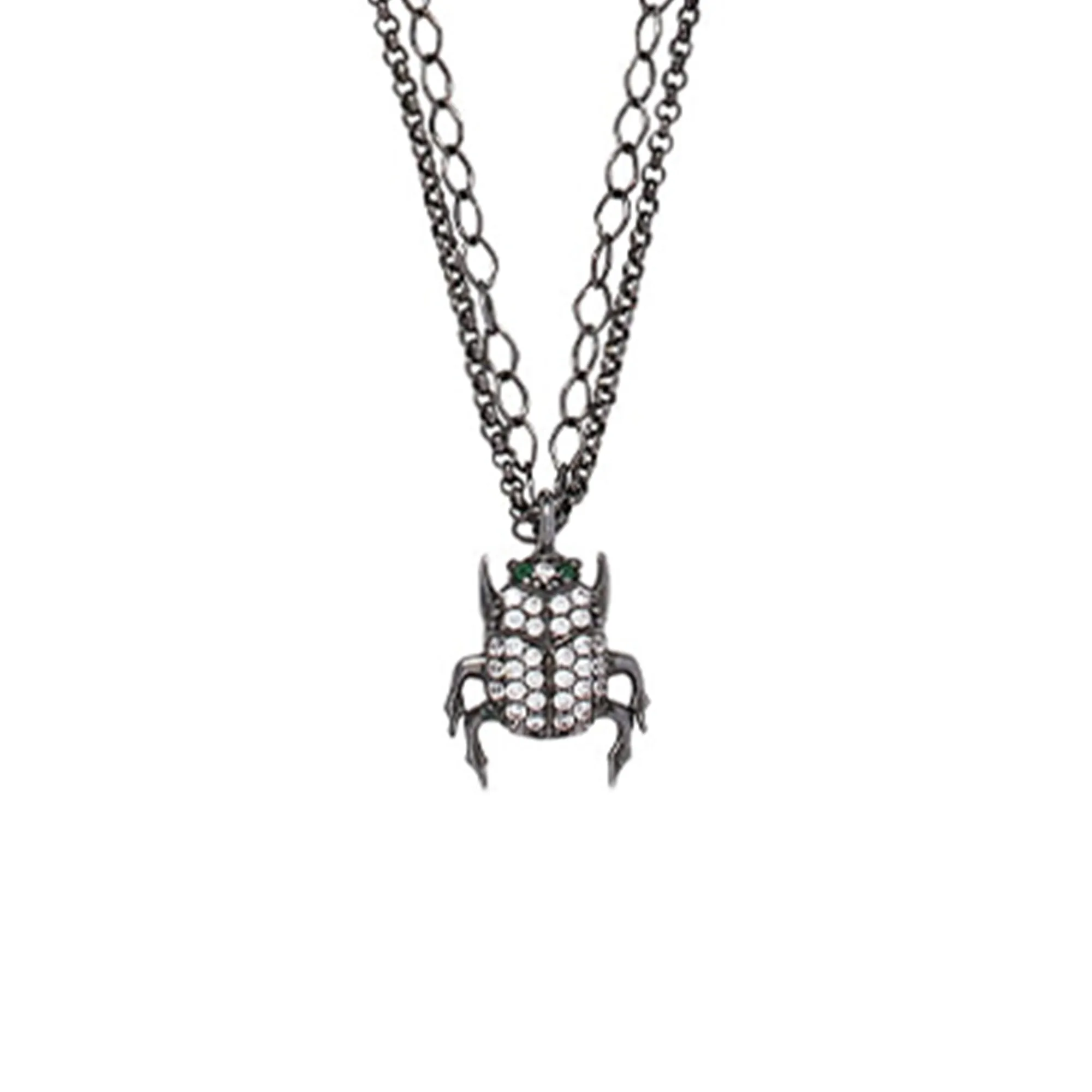 SCARAB DOUBLE CHAIN NECKLACE