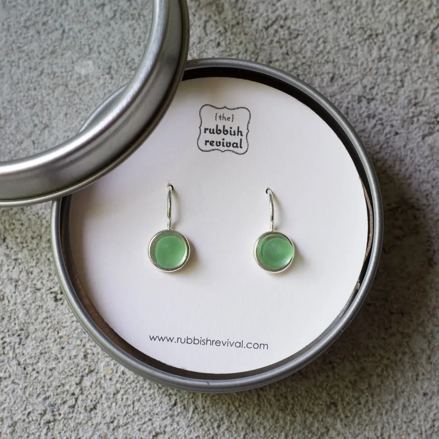Sea Glass & Silver Earrings - Petite Drop