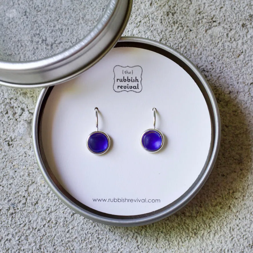 Sea Glass & Silver Earrings - Petite Drop