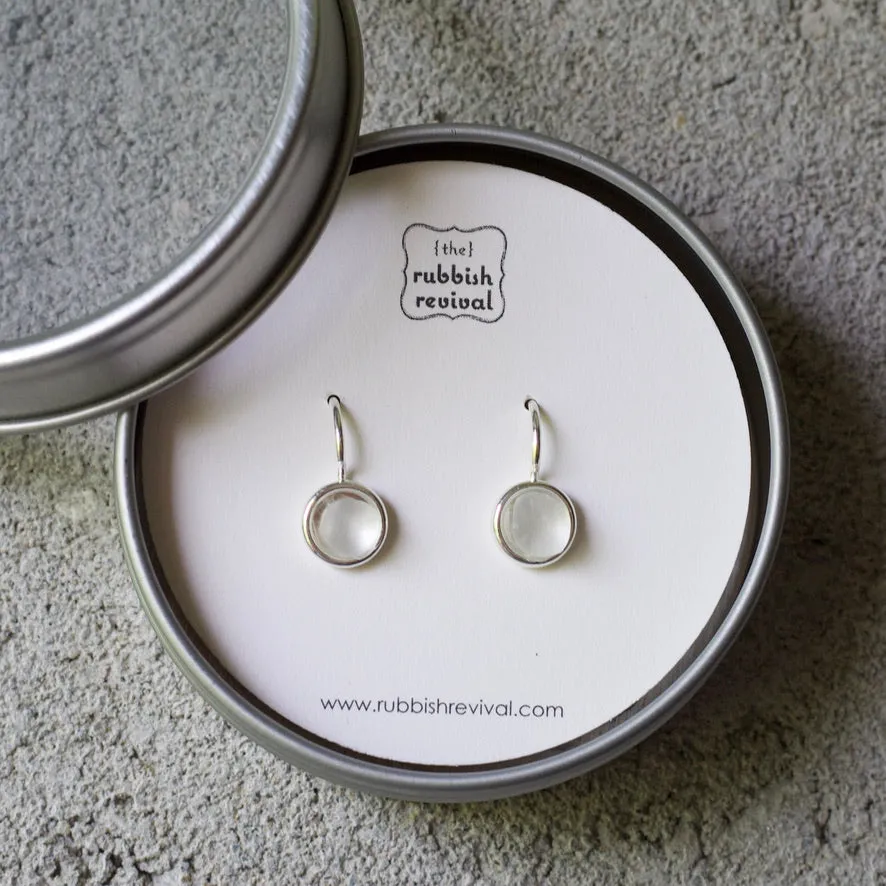 Sea Glass & Silver Earrings - Petite Drop