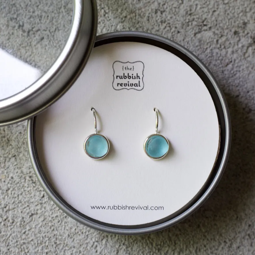 Sea Glass & Silver Earrings - Petite Drop
