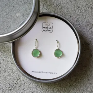 Sea Glass & Silver Earrings - Petite Drop
