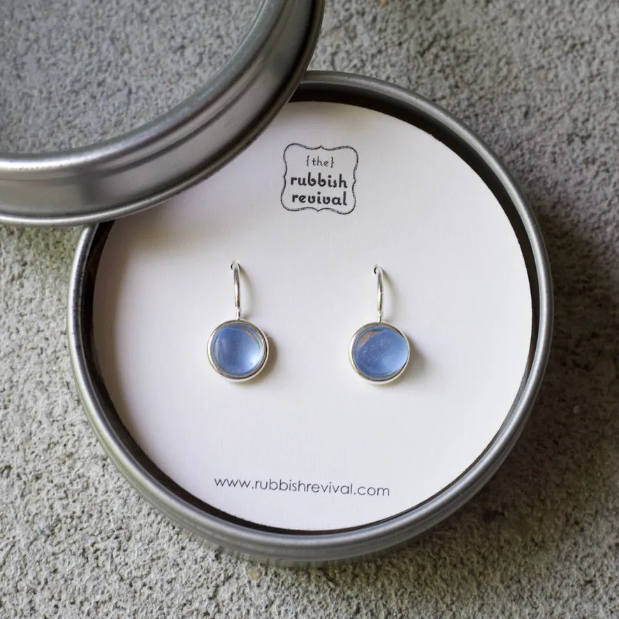 Sea Glass & Silver Earrings - Petite Drop