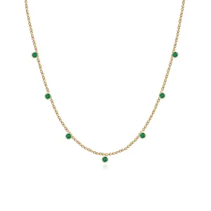 Seven Bezel Emerald Dangling Necklace