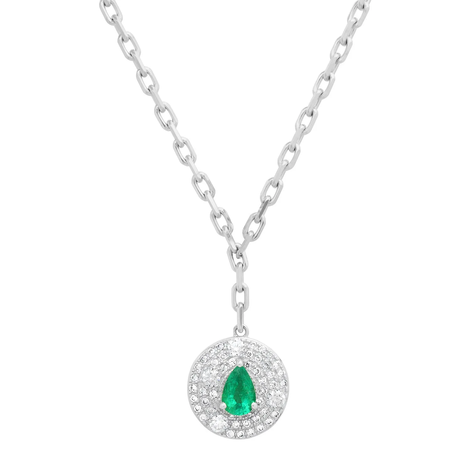 She's a Gem Pear Shape Emerald & Diamond Drop Necklace