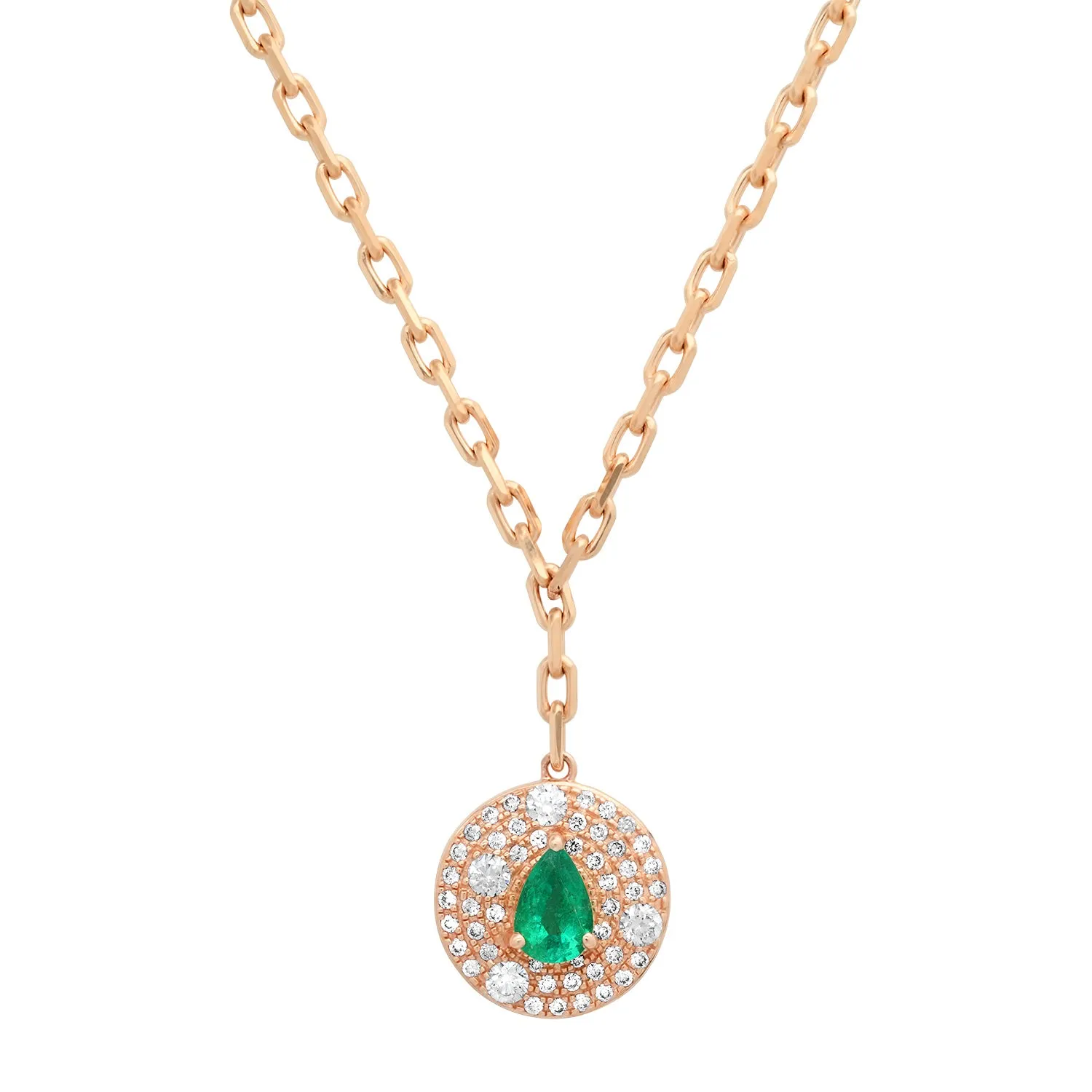 She's a Gem Pear Shape Emerald & Diamond Drop Necklace