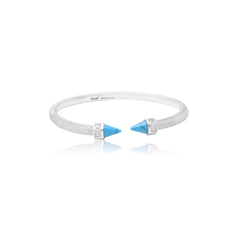Silver Turquoise Spike Cuff Bracelet