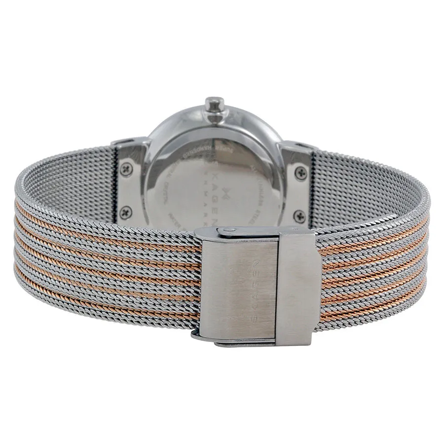 Skagen Mother of Pearl Dial Two-tone Mesh Ladies Watch 355SSRS