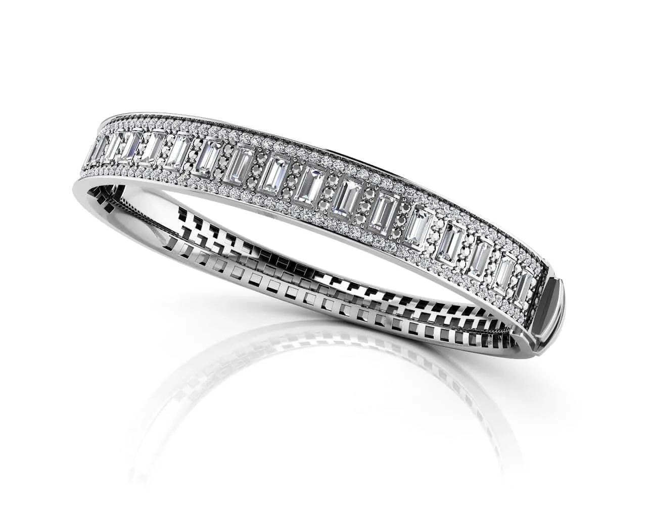 Sleek And Stylish Baguette Bangle Diamond  with 4.30 ct.(finished) 4x2mm, 1.1mm