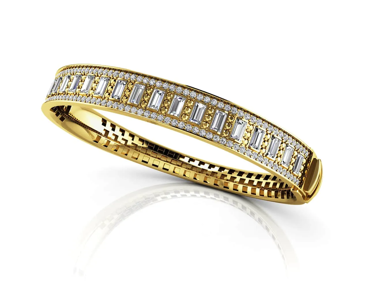 Sleek And Stylish Baguette Bangle Diamond  with 4.30 ct.(finished) 4x2mm, 1.1mm