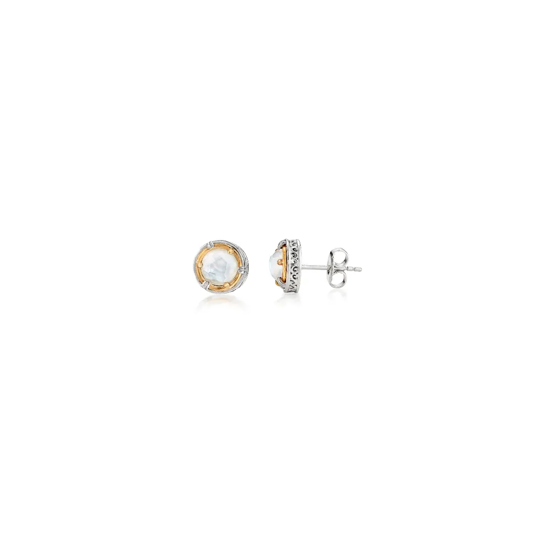 Small Round Mother of Pearl Stud Earrings