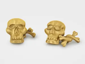 SNAKE BONES - Original "Jolly Roger" Skull and Bones Cufflinks in 18K Gold