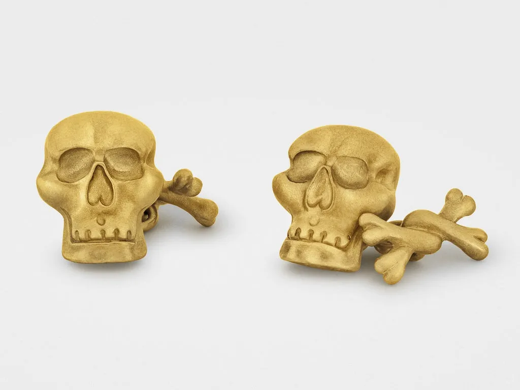 SNAKE BONES - Original "Jolly Roger" Skull and Bones Cufflinks in 18K Gold