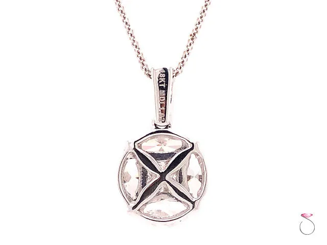 Solitaire 1.02 ct Round Diamond Pendant Illusion Set For 5 ct. Look in 18K Gold