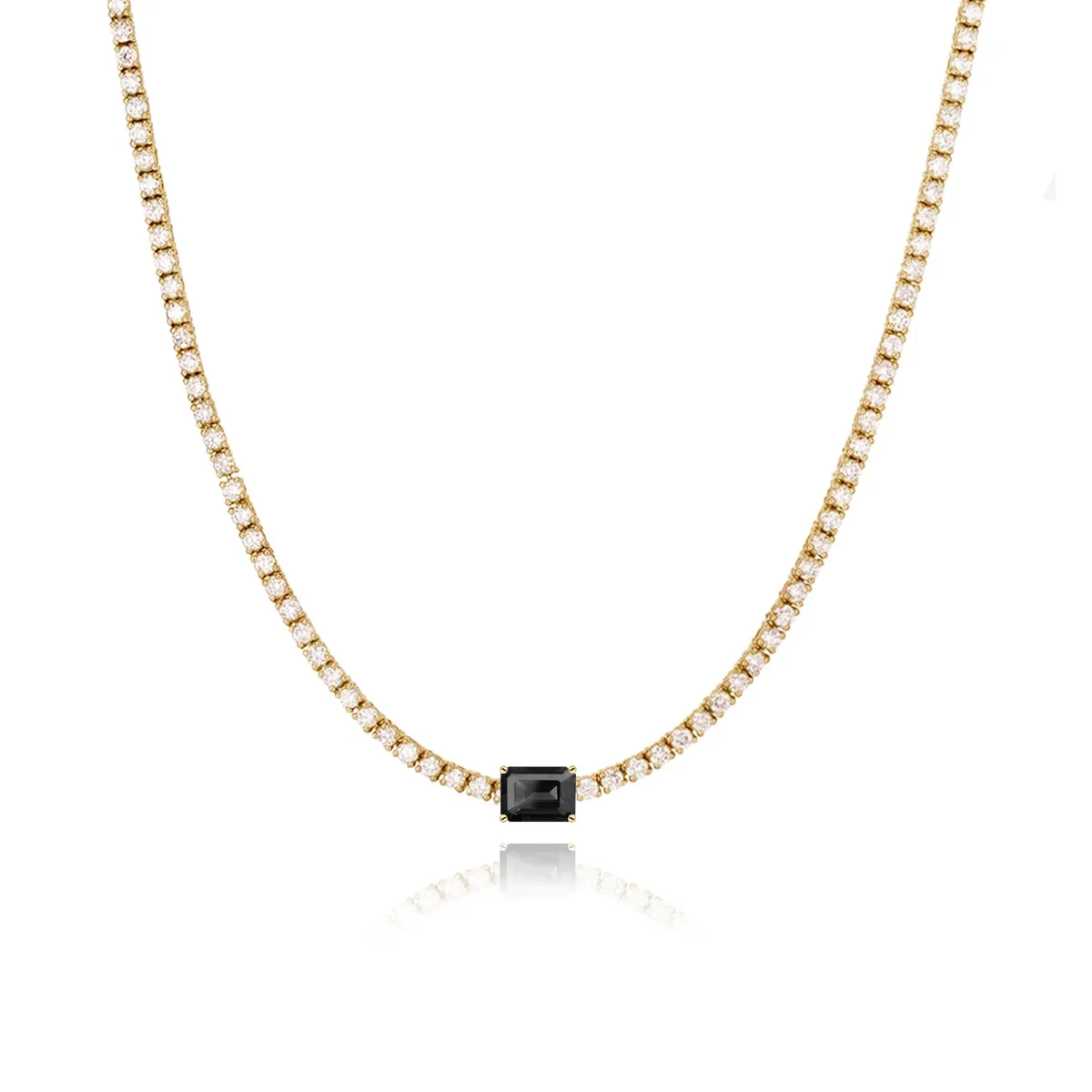 Solitaire Gemstone Tennis Necklace
