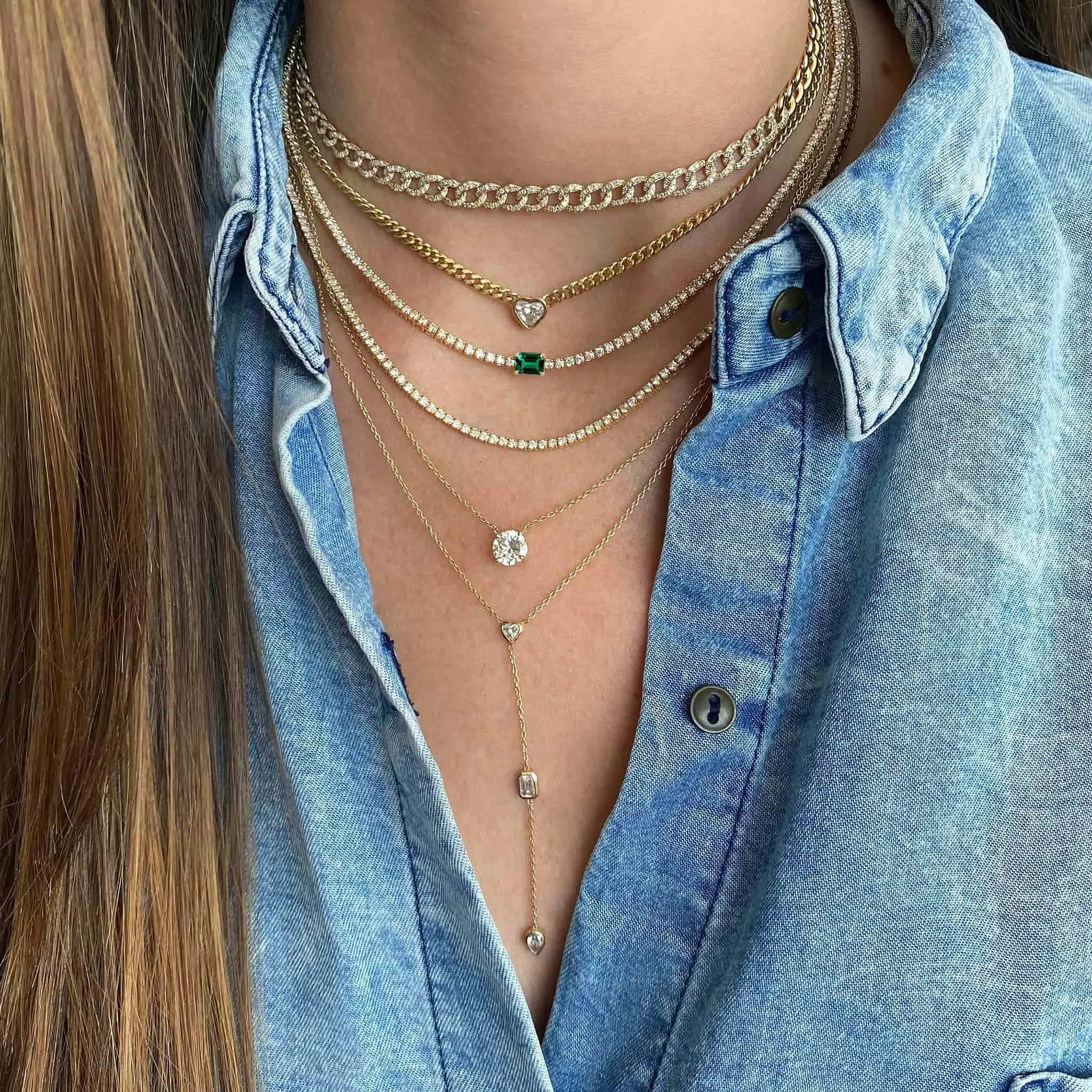 Solitaire Gemstone Tennis Necklace