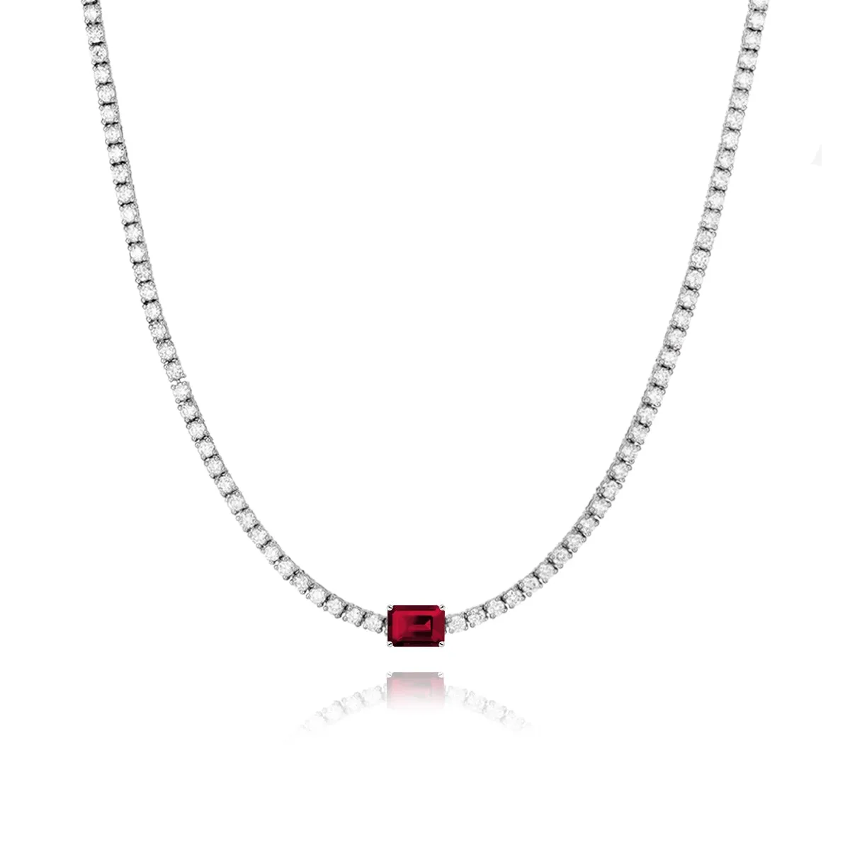 Solitaire Gemstone Tennis Necklace