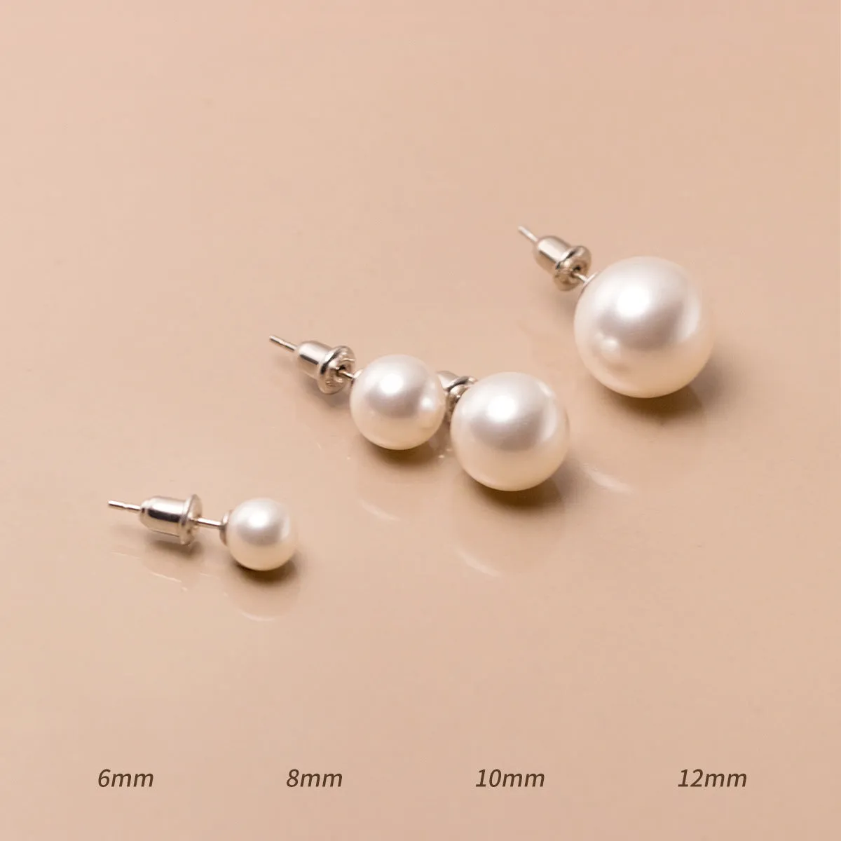 Solitaire Pearl Stud Earrings-SS083