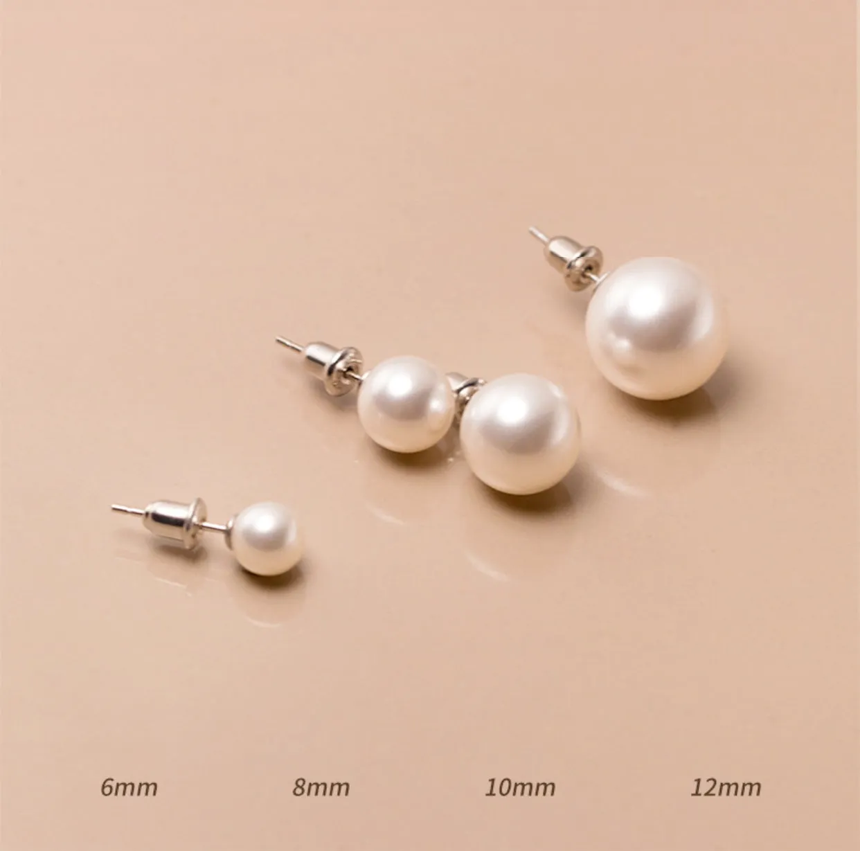 Solitaire Pearl Stud Earrings-SS083