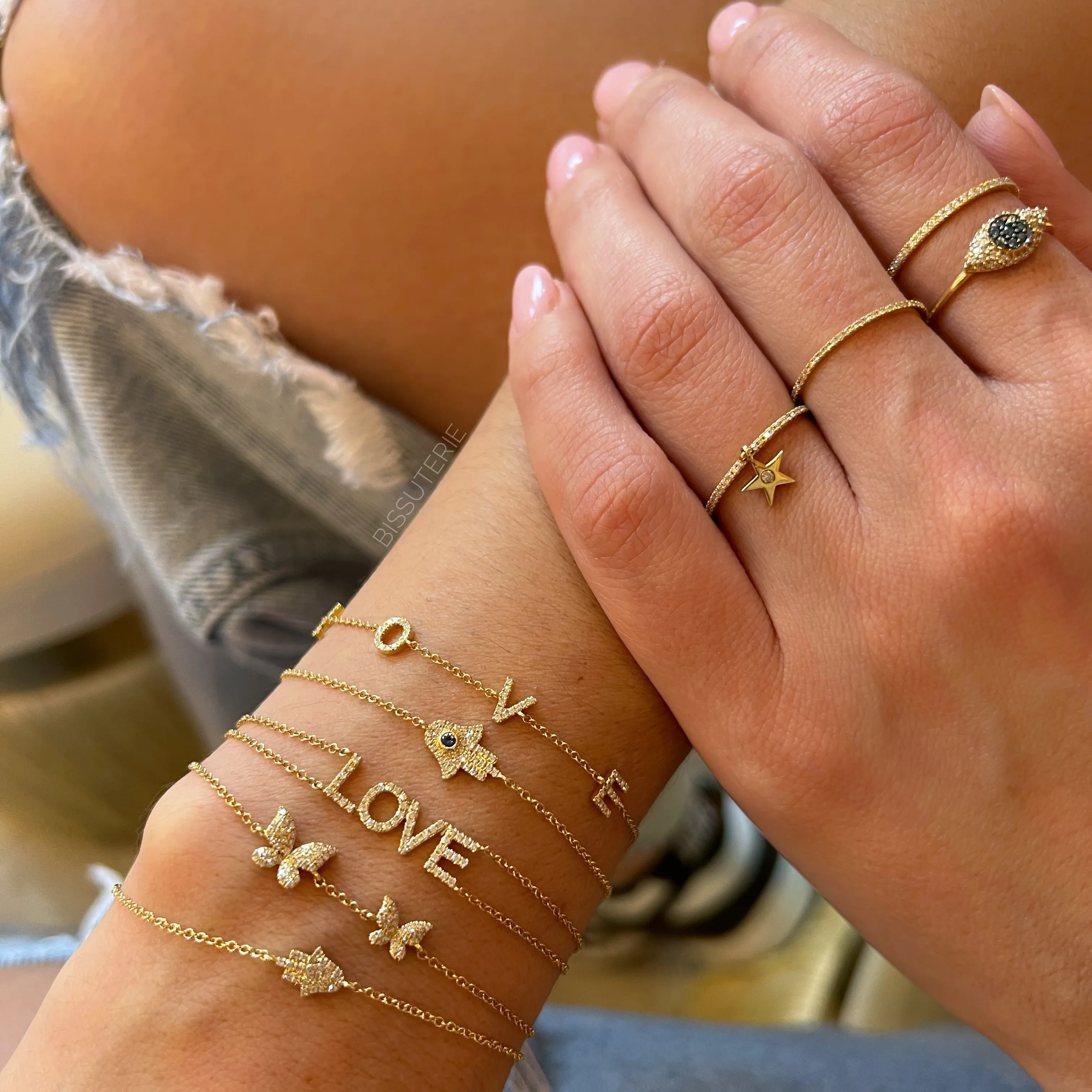 Spaced LOVE Diamond Bracelet 14K