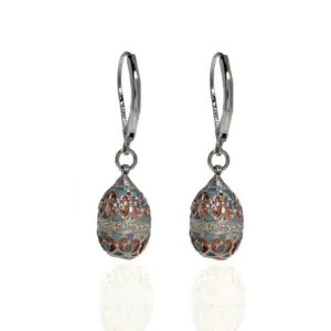 St. Petersburg Pink & Blue Scroll Egg Drop Earrings