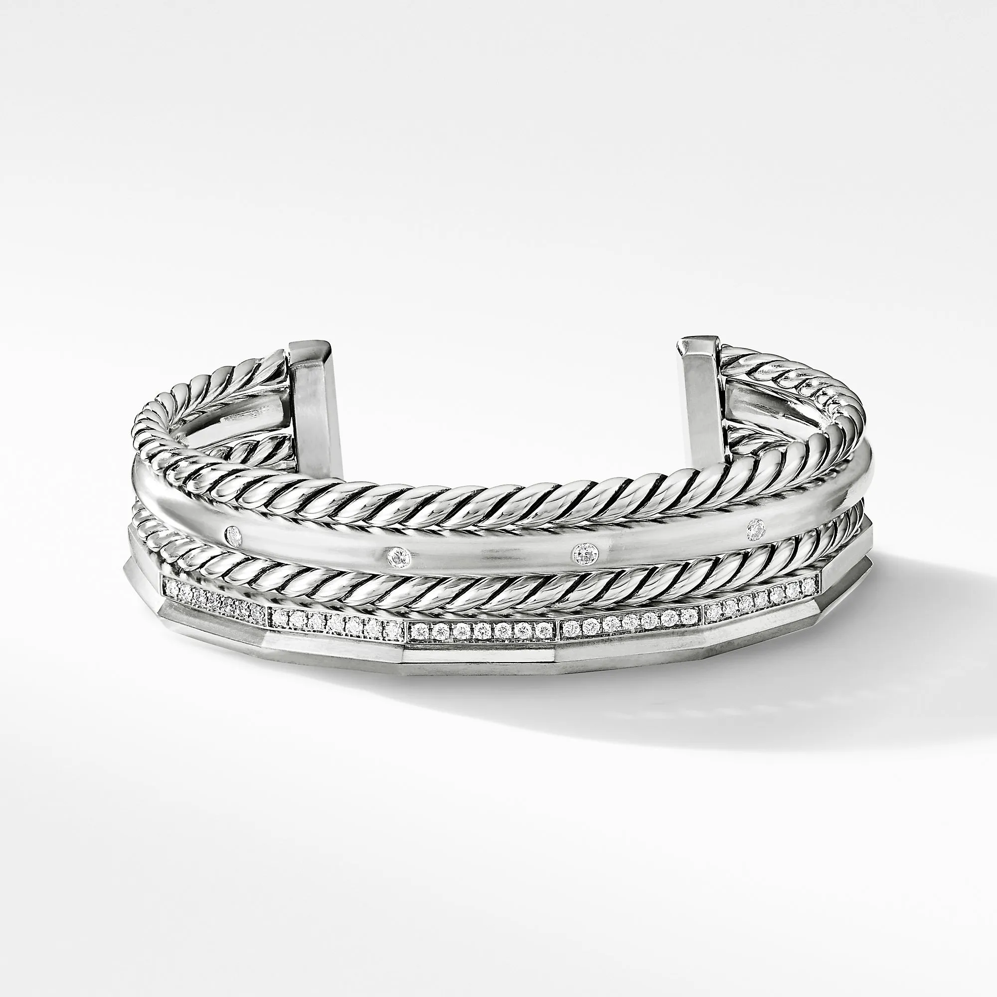 Stax Narrow Cuff Bracelet with Diamonds, Size Small
