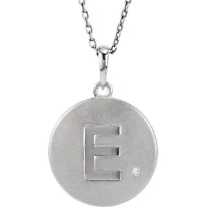 Sterling Silver .005 CTW Diamond Initial E 18" Necklace