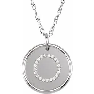 Sterling Silver 1/10 CTW Natural Diamond Posh Mommy¬Æ Initial O 18" Necklace