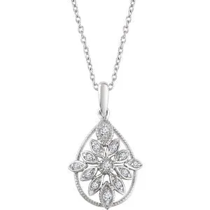 Sterling Silver 1/6 CTW Diamond Granulated Filigree 18" Necklace