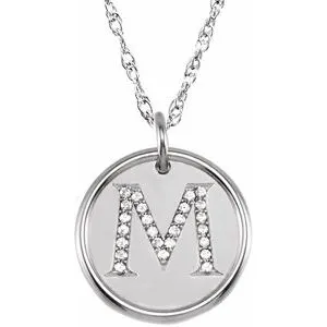 Sterling Silver 1/8 CTW Natural Diamond Posh Mommy¬Æ Initial M 18" Necklace